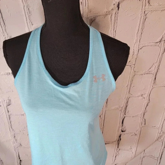 UNDER Armour Blue Racerback Active Sleeveless Top Gym Workout Athleisure S/m - Picture 2 of 4